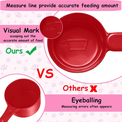 Joyinjojo Dog Cat Food Scoop - Pet Food Scoop Dog Food Measuring Cup 1/2 1/4 Cup, Comfortable Long Handle for Easy to Scoop Food, Soft Pink 1/2 Cup