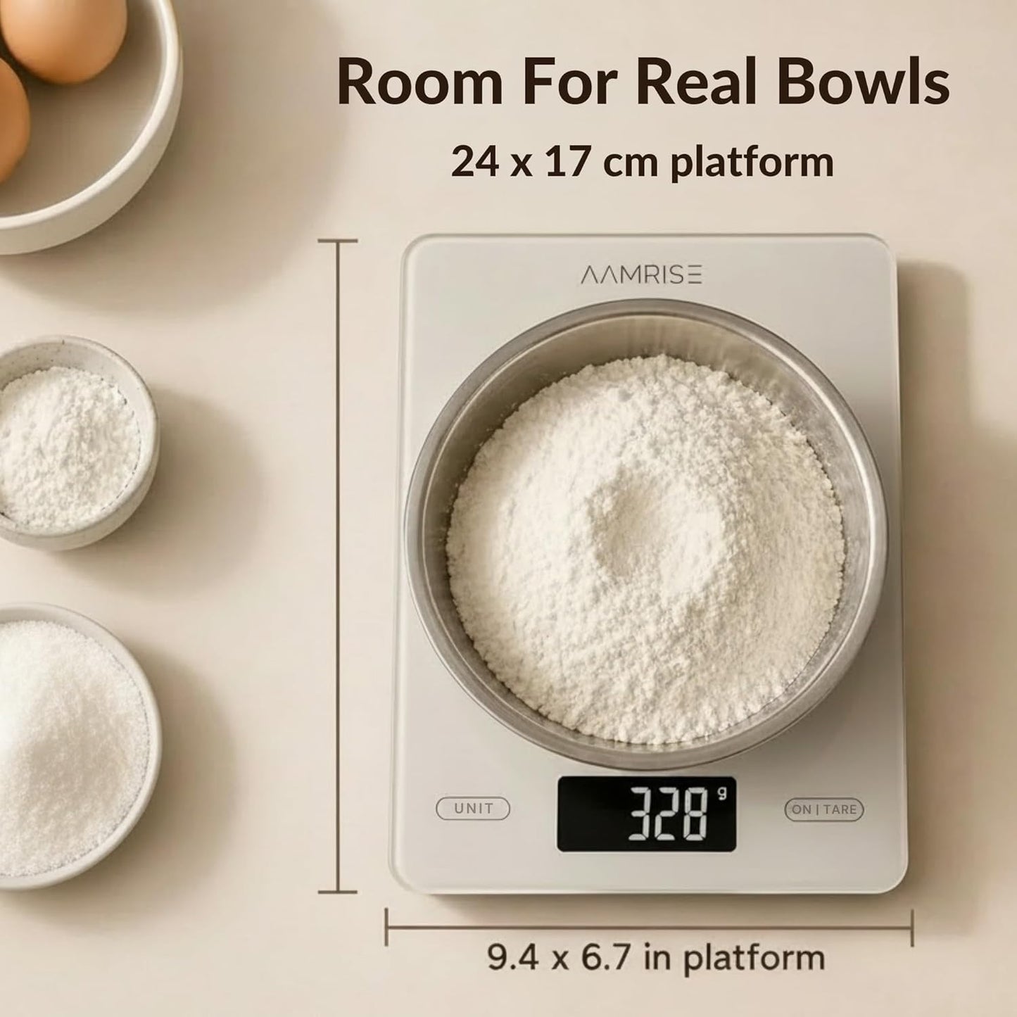 Extra Large Food Scale Grams and Ounces - Digital Food Scale with Countertop Stand – Tempered Glass Kitchen Scales with Backlit LCD, Multiple Units – 33LB/15KG Capacity and Auto Off Function