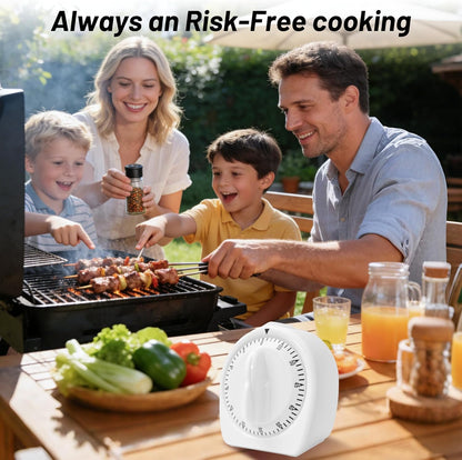 Kitchen Timers for Cooking,60 Minute Wind Up Timer,Visual Mechanical Timer,with Loud Alarm,No Batteries Required,Manual Countdown Timers for Classroom, Home, Study and Cooking (White)