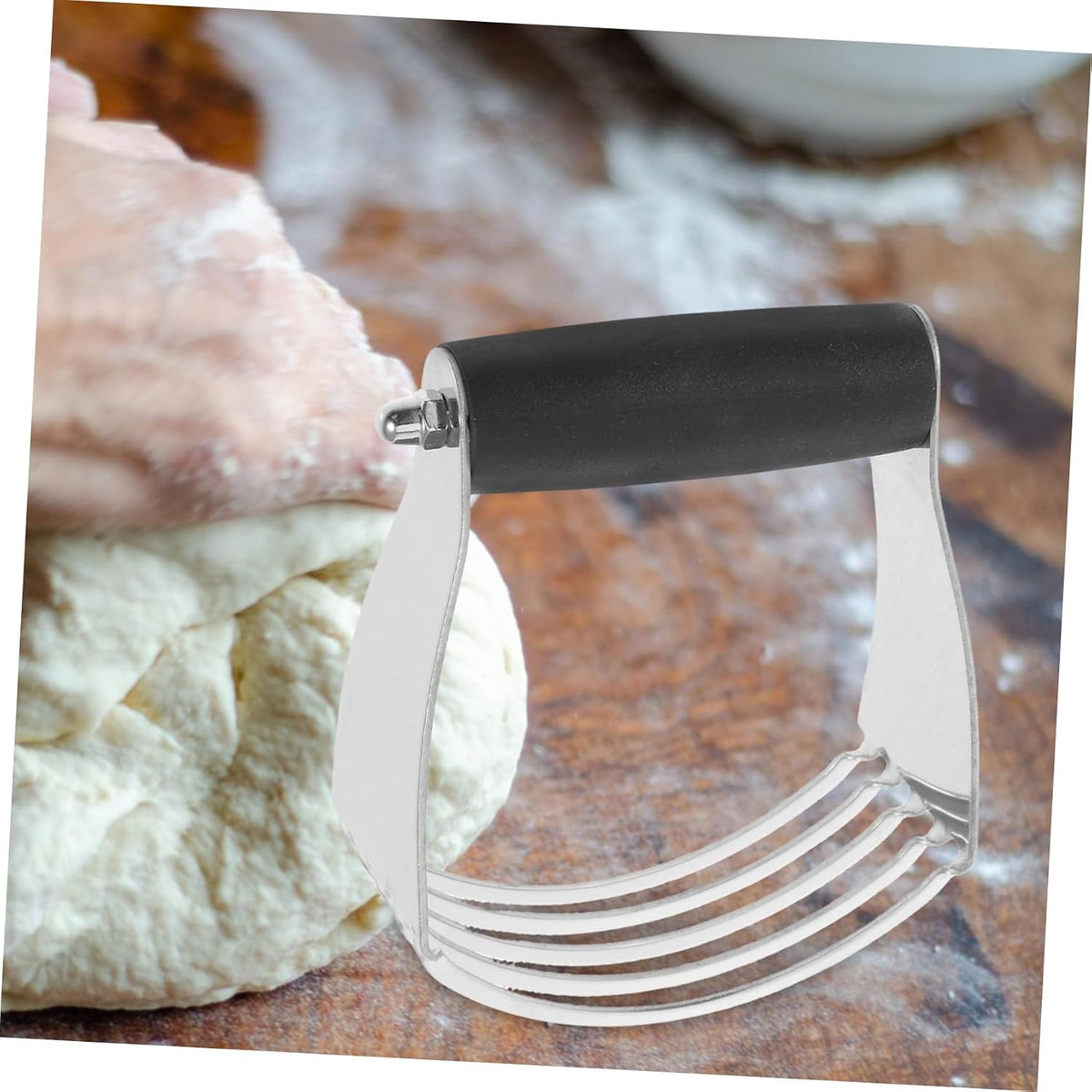 Stainless Steel Dough Blender with Built Scraper for Baking Heavy Duty Pastry Mixer and Flour Cutter Efficient Kitchen Tool for Crust Biscuit Cookie and Scone Dough Mixing
