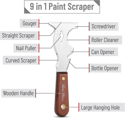 Bates- Paint Scraper, 10 in 1 Painters Tool, Paint Scrapers for Wood, Painters Tool, Painters Knife, Paint Scraper for Painting, Putty Knife, Metal Scraper, Spackle Tool, Putty Scraper, Knife Scraper