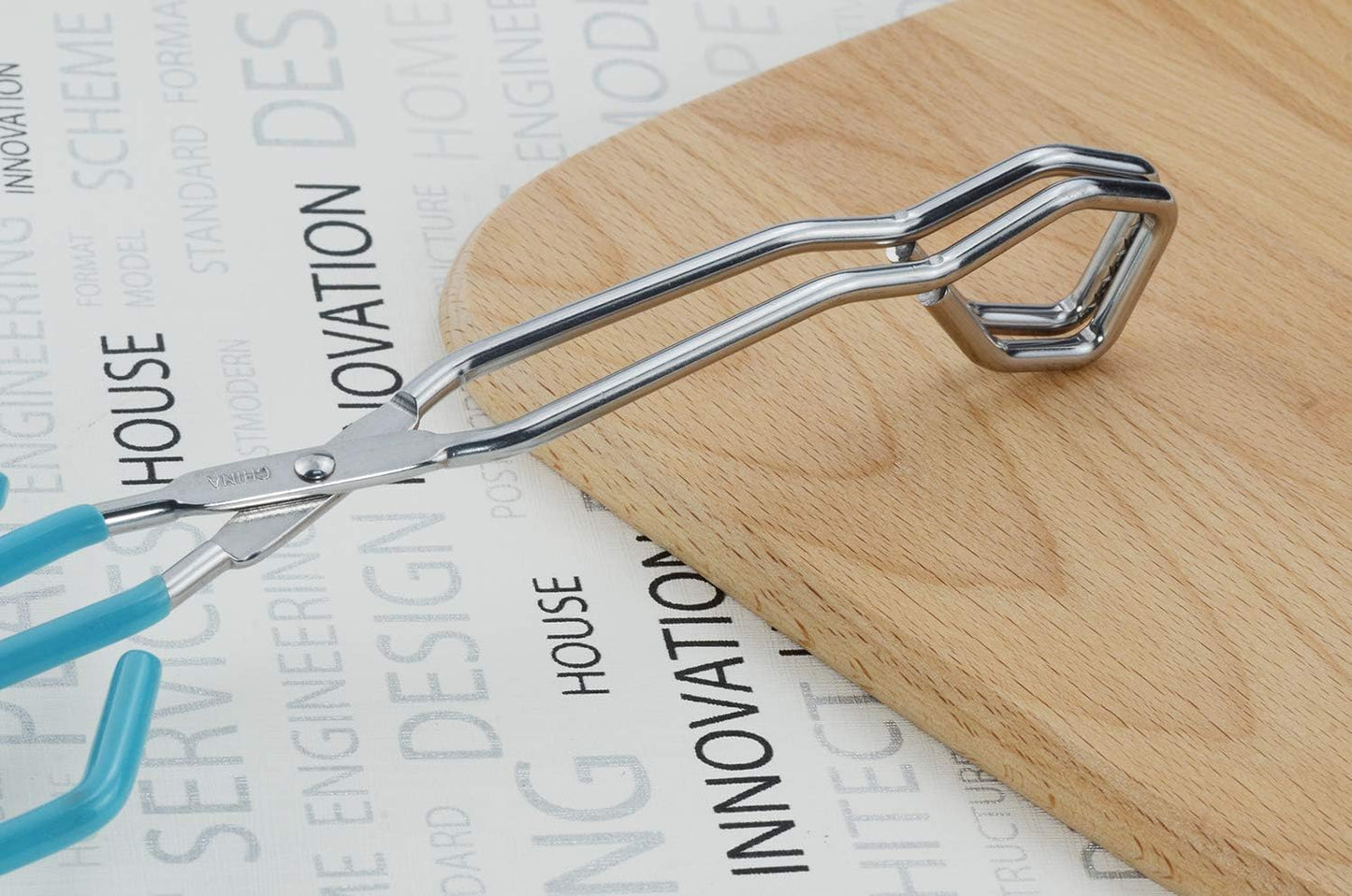 HINMAY Kitchen Scissor Tongs 10-Inch with Comfort-Grip Handle Heavy Duty Stainless Steel Scissor Cooking Tongs