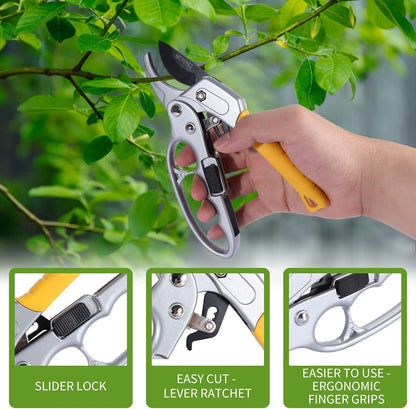 Premium Germany Pruning Shears, Work 3 Times Easier, Pruners Heady Duty, Sharp Garden Clippers Cut Fresh Flower, Hedge, Herb, Indoor Plants, Gardening Tools Scissors, Arthritis Weak Hand Snips