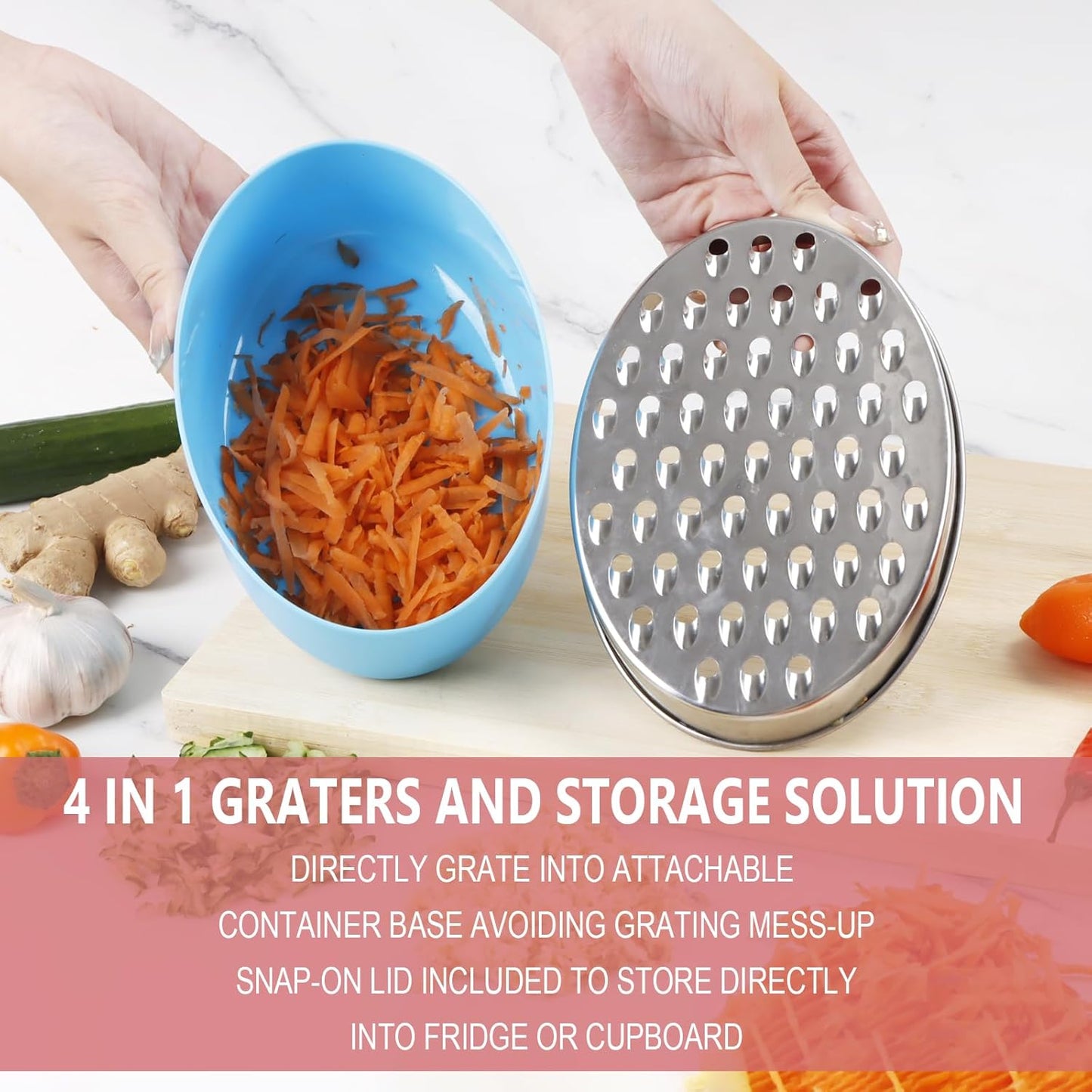 Cheese Grater Citrus Lemon Zester with Food Storage Container & Lid - Perfect For Hard Parmesan Or Soft Cheddar Cheeses, Ginger, Vegetables, Butter, Chocolate & Nutmeg (Green)