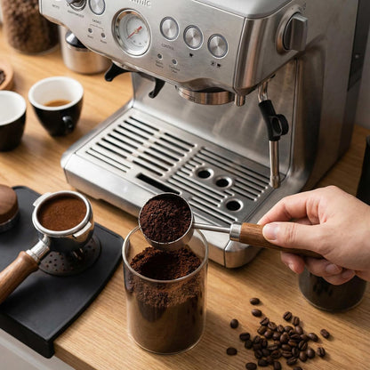 Coffee Measuring Scoop Spoon, 15ml Stainless Steel Wooden Coffee Spoon for Coffees, Tea, Ground, Cocoa & Kitchen Use