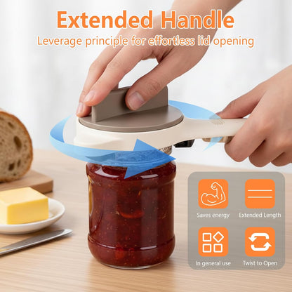 2026 New 4-in-1 Jar Opener - Adjustable Stainless Steel Lid Remover for Seniors & Arthritis Sufferers, Fits Kitchen Jars, Bottles & Cans(White)
