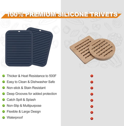Joyhalo 4 Pack Silicone Trivets for Hot Pots and Pans,480℉ Heat Resistant Trivets for Hot Dishes,Hot Pads for Countertop,Kitchen Potholders,Black
