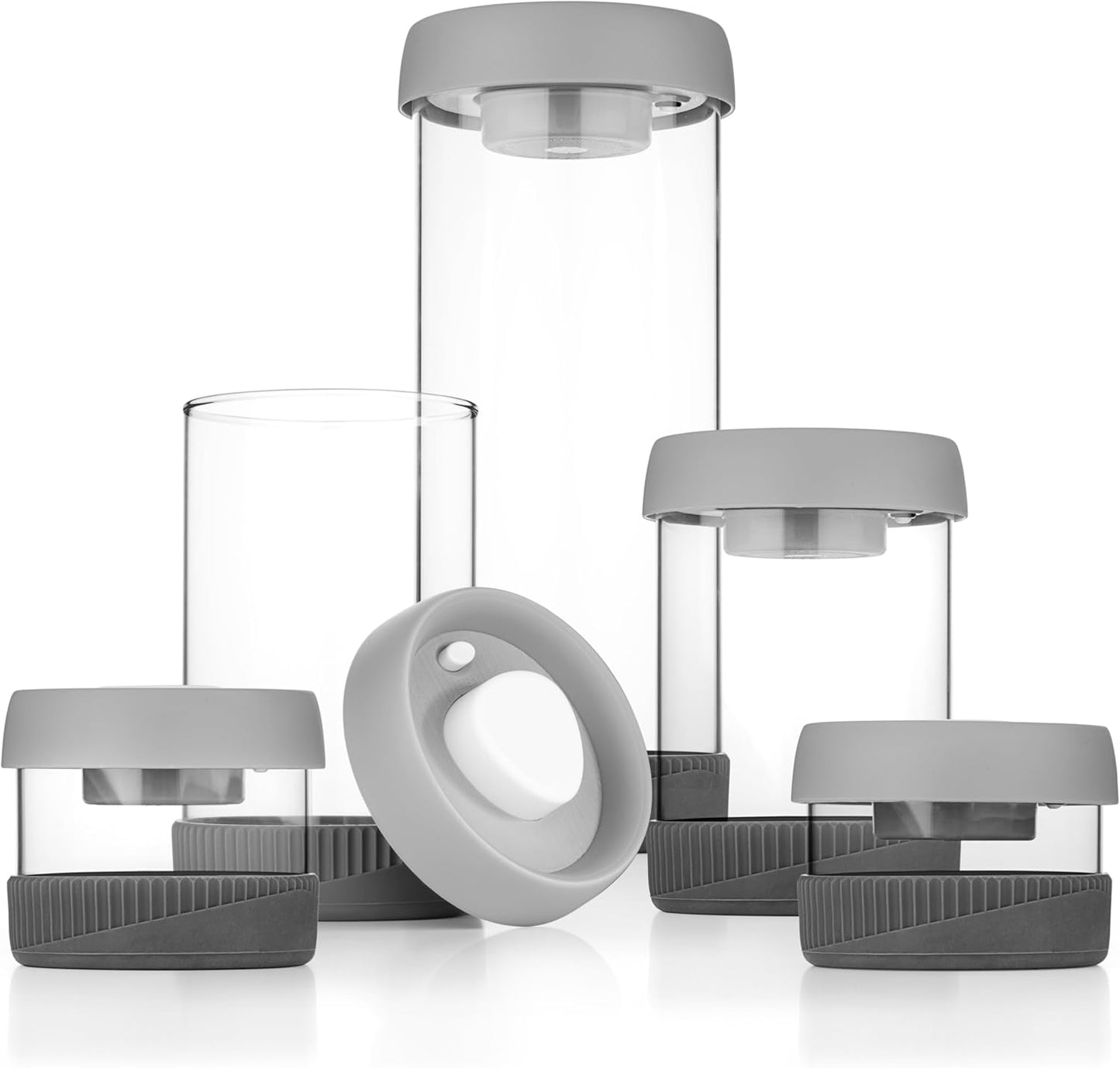 Set of 5 Nesting Glass Bowls with New Updated Acacia Lids for Foodprep, Storage, Mixing & Cooking - Microwave & Oven-ready BPA Free Durable Heat Resistant Inert Borosilicate Glass