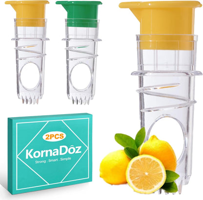 2 Pack Portable Lemon Squeezer & Citrus Press - Manual Handheld Juicer with Screw Top Lid for Limes, Oranges, and Cocktails