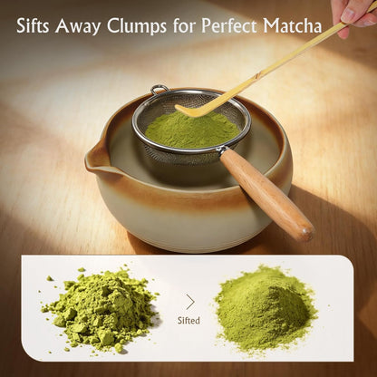 Matcha Whisk Set, 6-Piece Matcha Kit with Bamboo Whisk, Handmade Ceramic Matcha Bowl with Scoop, Holder & Sifter - Traditional Japanese Tea Ceremony Set, Matcha Gift Set for Beginners