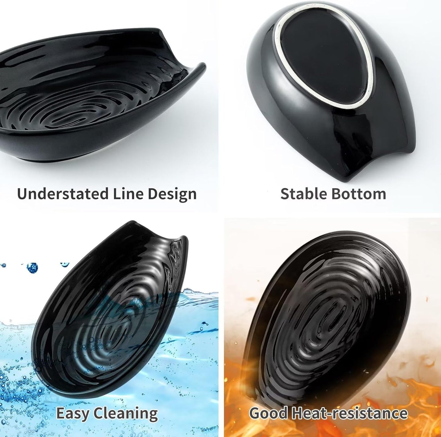 Hasense Spoon Rest for Stove Top - Blue Swirl Pattern Spoon Holder for Stove, Heat-Resistant Spoon Rest for Kitchen Counter, Ceramic Cooking Utensil Rest Ladle Holder for Spatula or Tong, 5.7 Inch