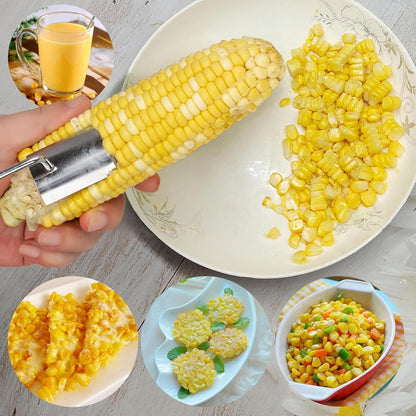 Corn Cob Stripper，2025 NEW Long Handle Stainless Steel Corn Stripping Too，Corn on the Cob Remover, Fast and Safe, Suitable for Home Kitchens, Restaurant Chefs, Outdoor Dining Enthusiasts