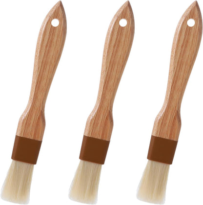 3Pcs Pastry Basting Brush for Cooking and Baking, 1" Boar Bristles and Beech Hardwood Handles Food Grade Culinary Oil Brushes for Barbecue Butter Grill BBQ Sauce Baster Marinade Kitchen Egg Wash Brush