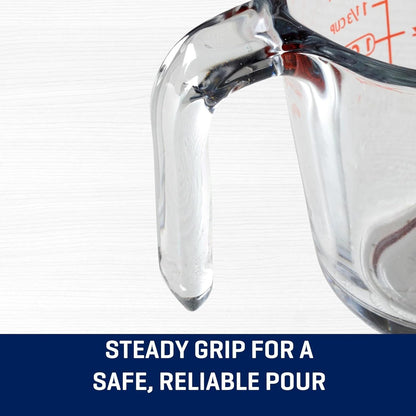 Glass Measuring Cup, 2 Cup, Glass Material, Heat Resistant, Microwave Oven Safe, Dishwasher Safe, with Spout, Easy Pour, 16 oz, Clear, for Baking Cooking Liquid
