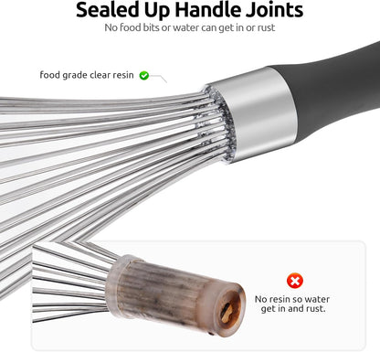 U-Taste 7" Mini Whisk for Cooking: 18/8 Stainless Steel Small Metal Kitchen Wisk, Tiny Hand Mixing Tool for Coffee, Egg, Sauce, 6-Wires Compact Head for Baking, Beating in Bowl, Mug, Jar (Set of 2)