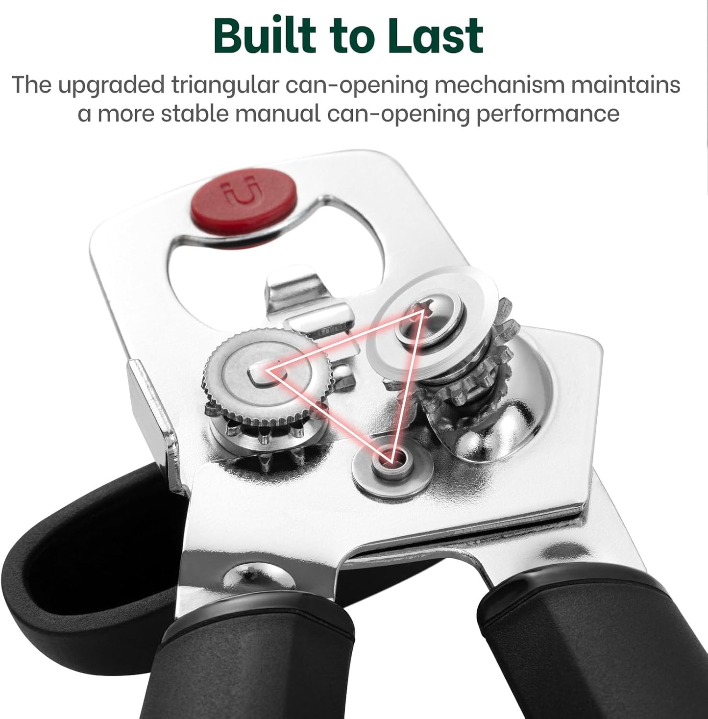 Beneno Can Opener, Heavy Duty Manual Can Opener with Magnet Lid Lifter & Bottle Opener, Hand Can Opener Manual with Ergonomic Soft Grip, Easy Turn Knob for Arthritis & Weak Hands, Easy to Use, Black