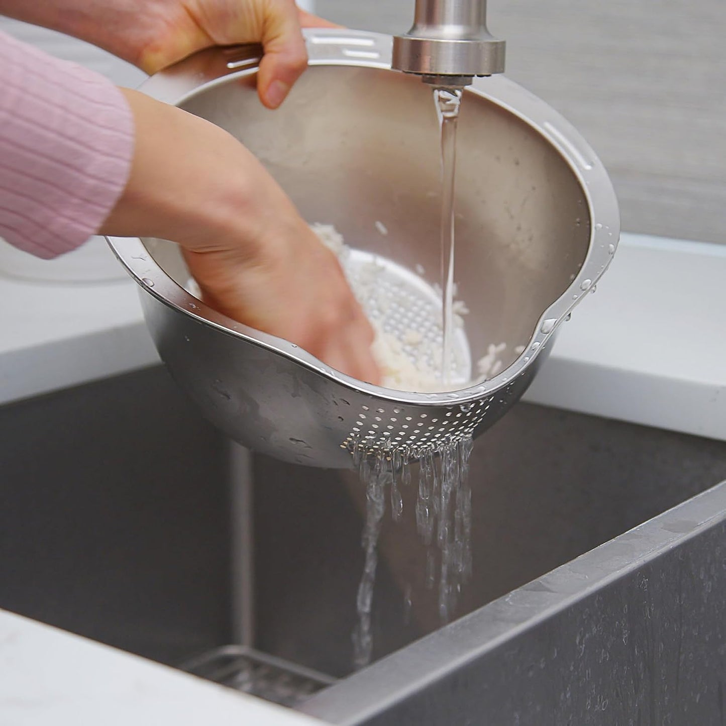 Joyce Chen Stainless Steel Rice Strainer Bowl Rice Washer Colander
