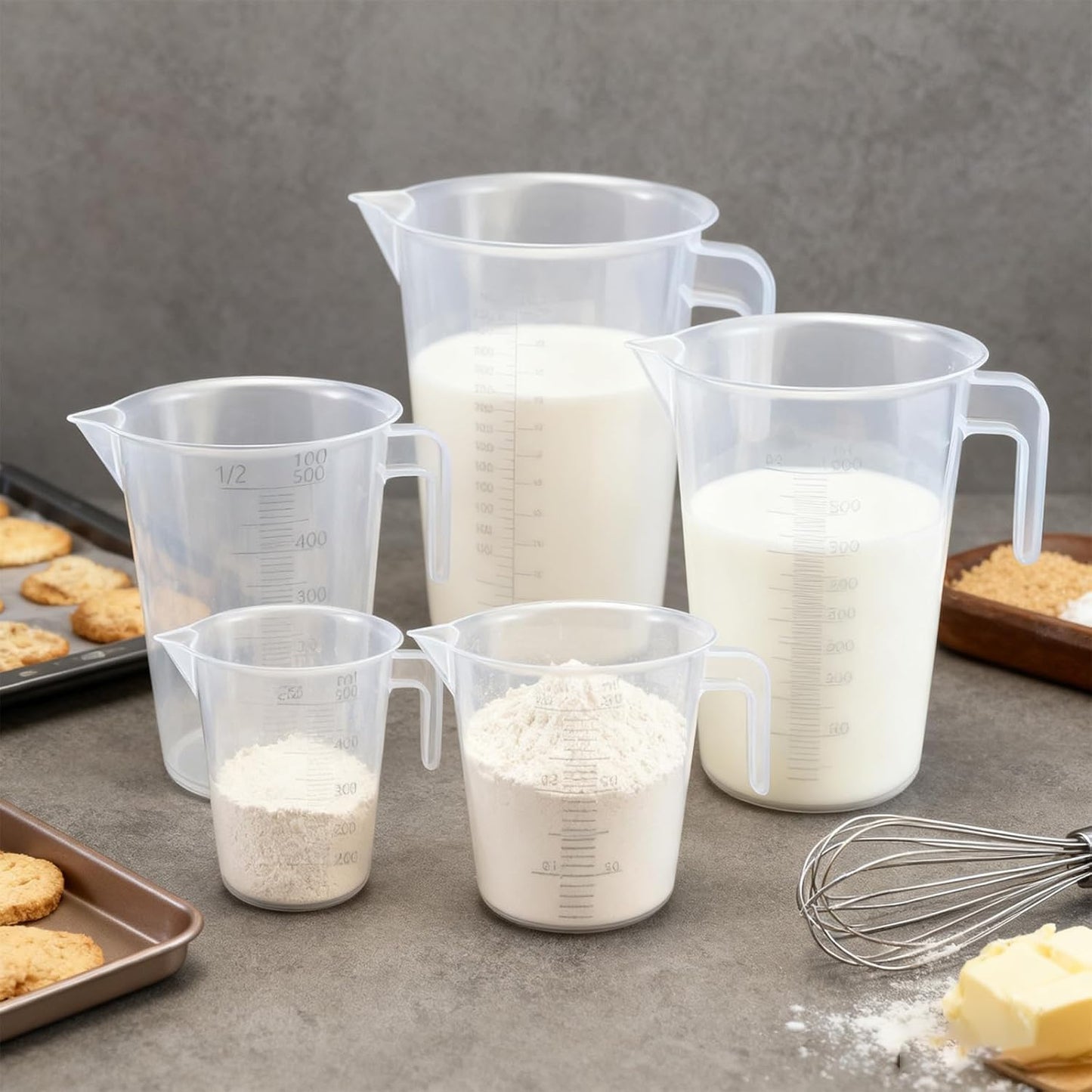 Multi-Purpose Measuring Cup Set - 1/2/4 Cup BPA-Free Unbreakable Plastic - Stackable Dishwasher Safe - Liquid/Solid Measurement - Kitchen Essential