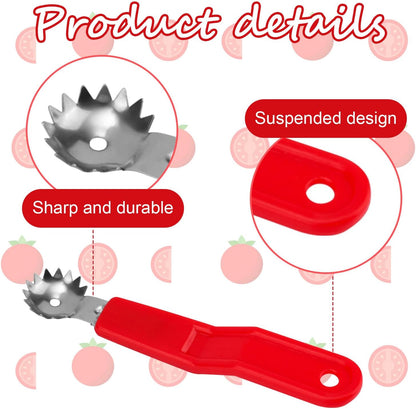 4pcs Stainless Steel Fruit Corer Tool, Tomato Strawberry Huller Vegetable Stem Remover Kitchen Gadget for Easy Fruit Balling (White)