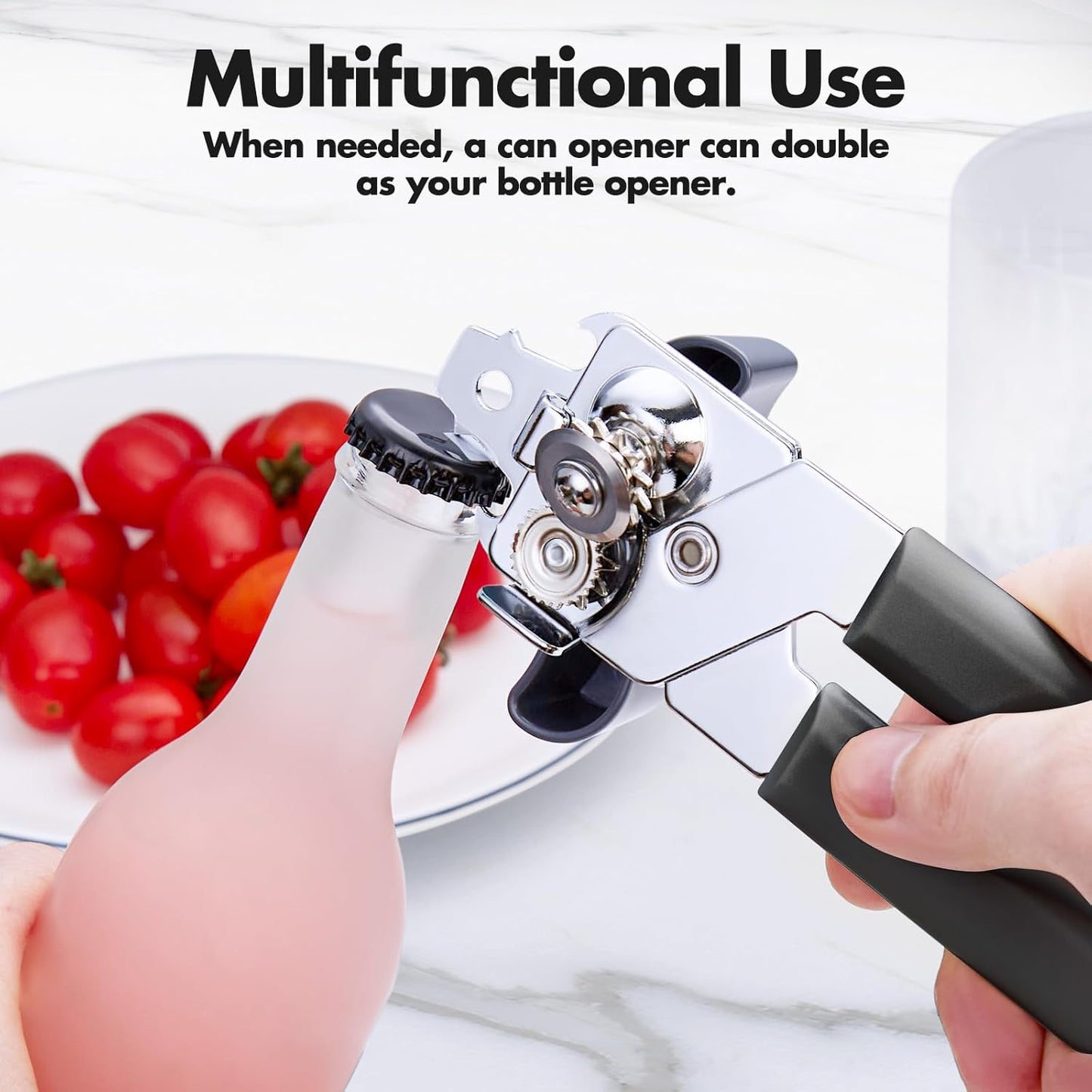 Can Opener Manual, COKORA Can Openers Hand Held with Comfort Anti-Slip Handles, Heavy Duty Stainless Steel Can Opener Smooth Edge and Bottle Openers, Easy Turn Can Openers for Seniors, Kitchen, Green