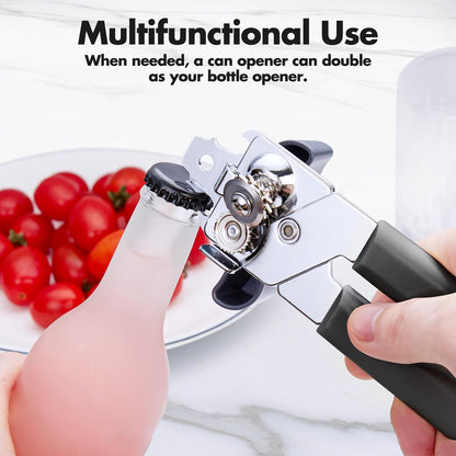 Can Opener Manual, COKORA Can Openers Hand Held with Comfort Anti-Slip Handles, Heavy Duty Stainless Steel Can Opener Smooth Edge and Bottle Openers, Easy Turn Can Openers for Seniors, Kitchen, Green