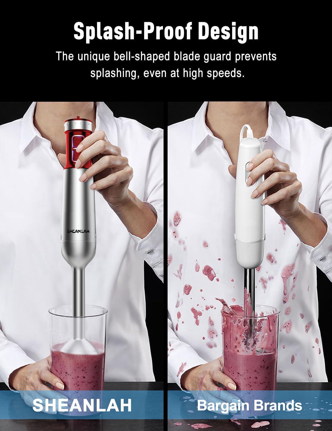 1000W Powerful Immersion Blender handheld, 2025 New Update Hand Blender with 25-Speed, Scratch-Resistant Corded Hand Mixer with Heavy-Duty Copper Brushless Motor and Gift Box