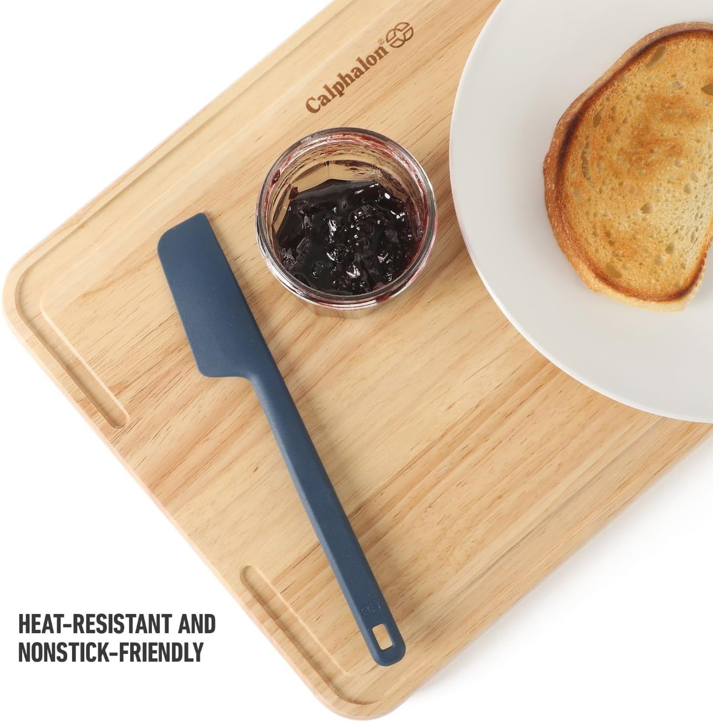 Calphalon Prime Scraper Set, 2-Piece Silicone Kitchen Scraper Set, Flexible Baking & Cooking Scrapers, Heat-Resistant Nonstick-Safe Tools with Ergonomic Handles, Navy