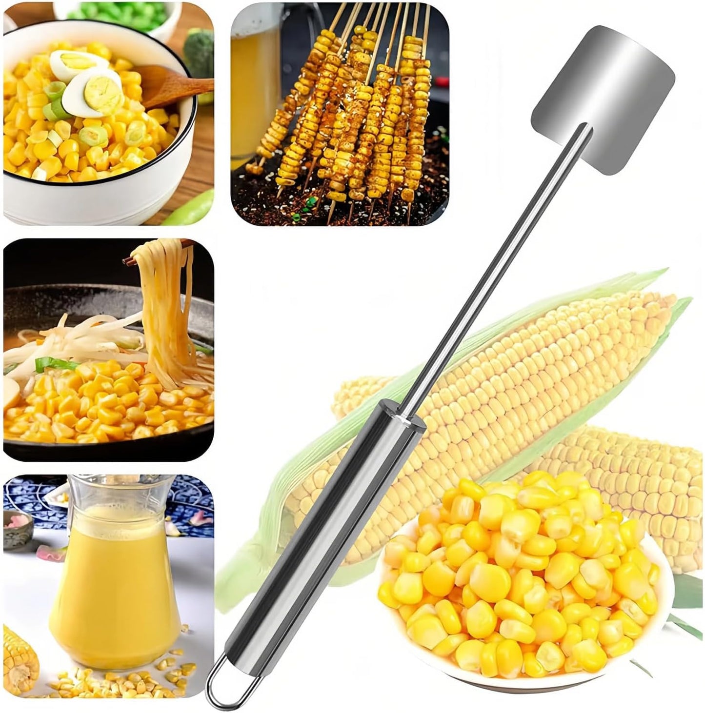 Corn Huskers with Hanging Rings, Corn Cob De-kerneling Tools, Manual Stainless Steel Corn Scoops, Ideal for Quickly Removing Corn Kernels in Home Kitchens