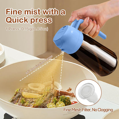 YARRAMATE 16oz/470ml Light Blocking Oil Sprayer for Cooking with Stickers, Food-Grade 2 in 1 Olive Oil Dispenser Bottle for Kitchen, Premium Dark Amber Glass Oil Bottle for Air Fryer, BBQ (Black)