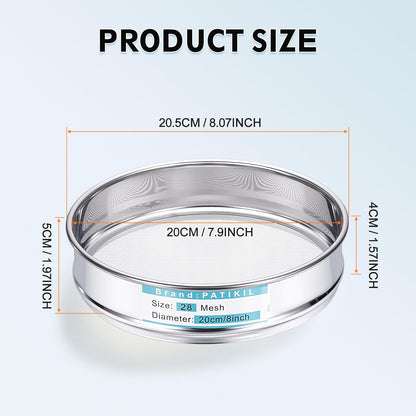 PATIKIL 325 Mesh(0.045mm) Lab Sieve, 3.9"(10cm) Diameter Sifting Screen 304 Stainless Steel Wire Cloth Fine Mesh Sieve for Industrial Laboratory Home Soil Sifter Dry Sift Screens Hash - Colors B