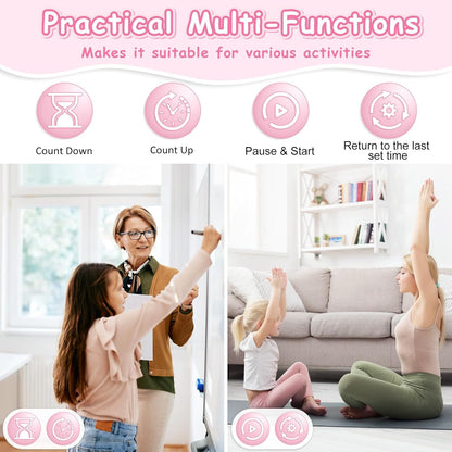 Visual Timer, 99 Minute Digital Kitchen Desk Timer for Office Supplies Home Productivity Management Tool Countdown Count Up, White