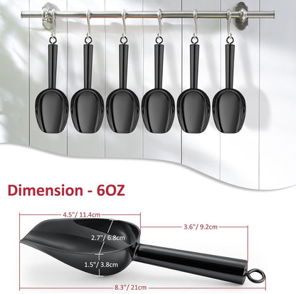 6 Oz Ice Scoop Set of 2, Leonyo Small Ice Cube Scoop for Freezer Bin, Stainless Steel Food Scoopers Spoon for Dry Goods, Flour, Pet, Kitchen Containers – Silver