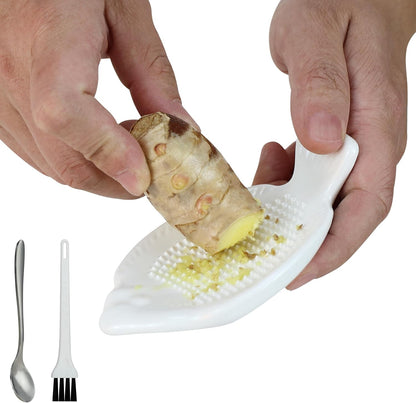 EIKS 2 Pack Ceramic Grater Dish with Small Size Fish Shaped for Grinding Wasabi Ginger Garlic Carrot Fruits Vegetables, Used for Home Kitchen Cooking Preparation