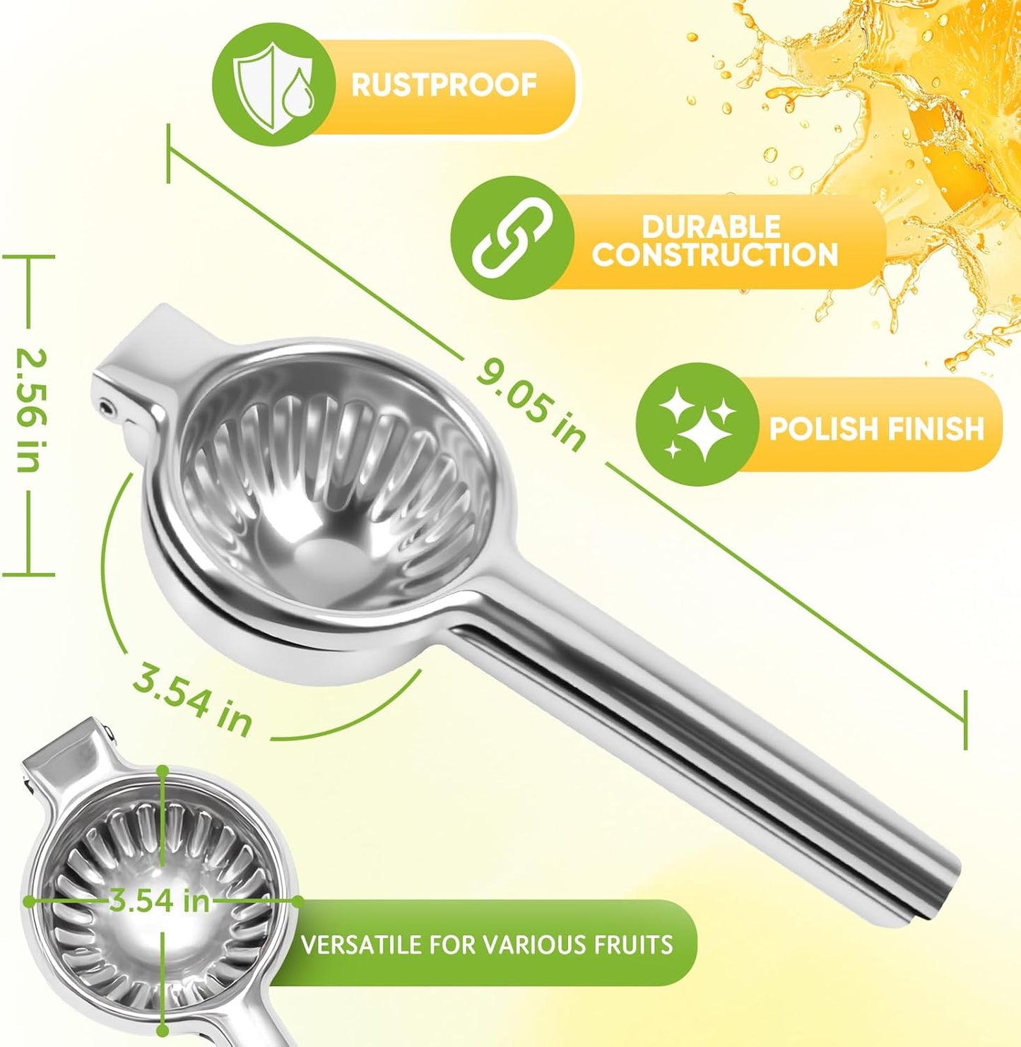 Lemon Squeezer Large, Lemon Squeezer Juicer Stainless Steel, Heavy Duty Manual Citrus Juicer Hand Press, Kitchen Tools Lime Squeezer Bar Tool, Easy to Clean Metal Lemon Hand Press