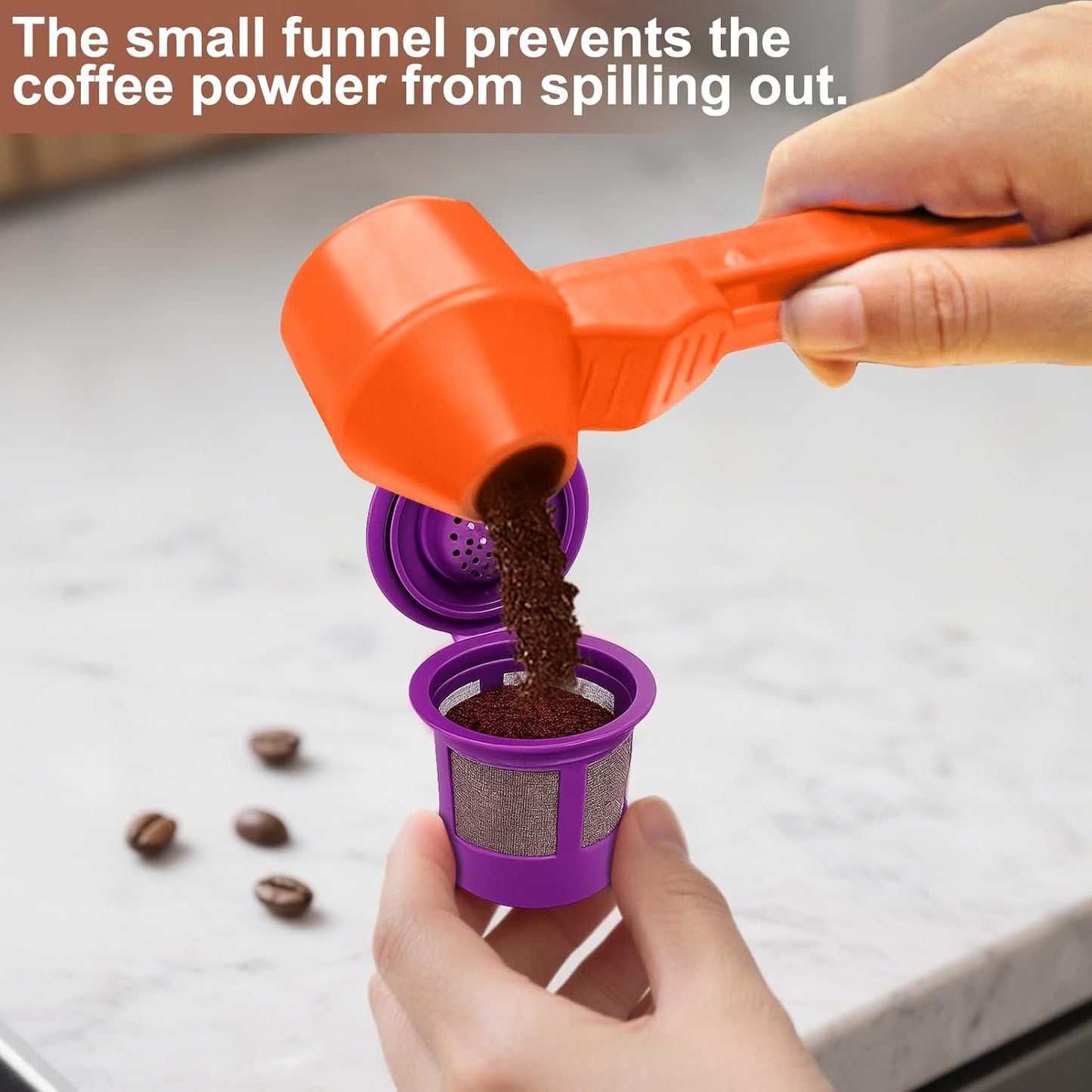 Palksky Coffee Scoop & Funnel for Reusable K Cup Refillable Coffee Pods, 2 Tablespoon Slide Coffee Measuring Funnel Scooper,1PCS
