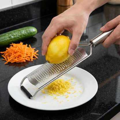 JJUNW Fine Cheese Grater, Salad Spinner, Flat Cheese Grater Garlic Graters with Handle, Stainless Steel Graters Kitchen Gadgets Cake Decorating Supplies Protect Cover