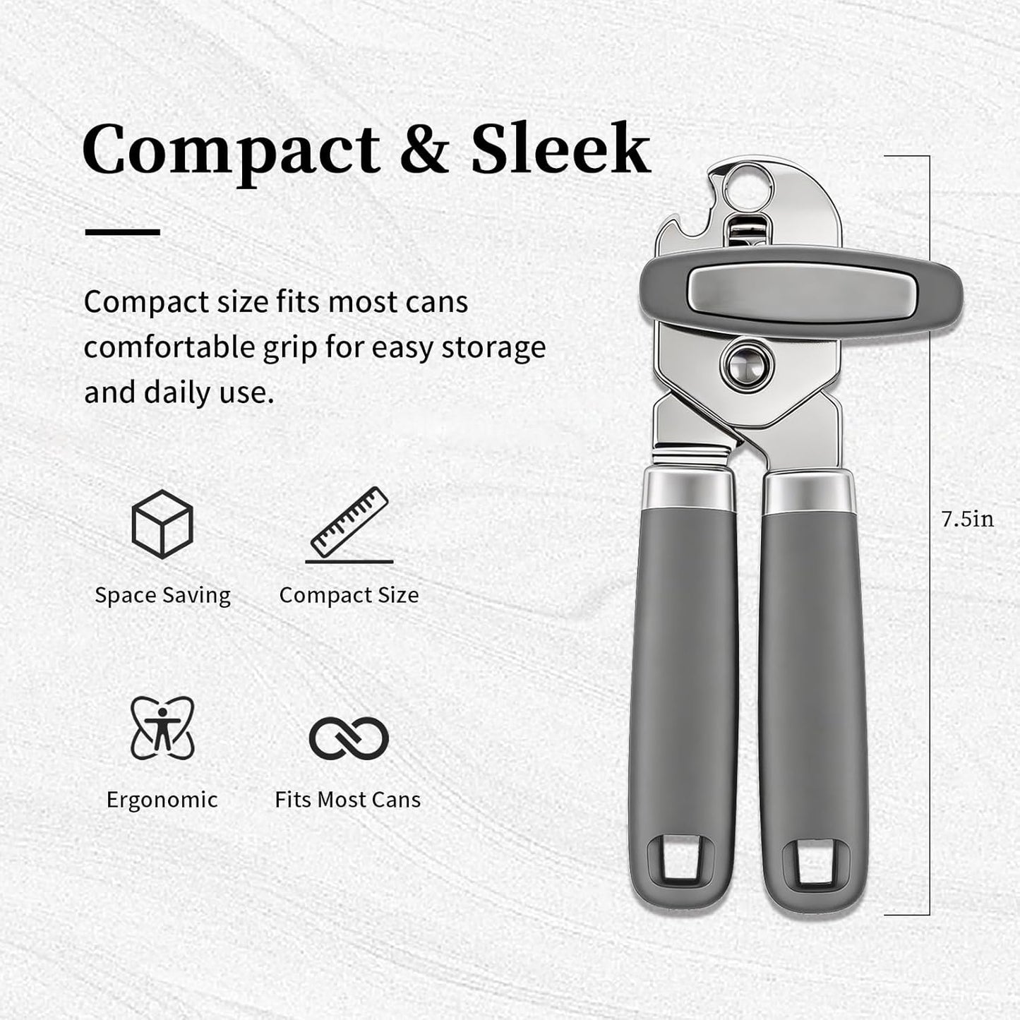 Can Opener Manual, Hand Heavy Duty Stainless Steel Bottle Opener Comfortable Handle, Sharp Blade Smooth Edge, Multifunctional Kitchen Tool, Black