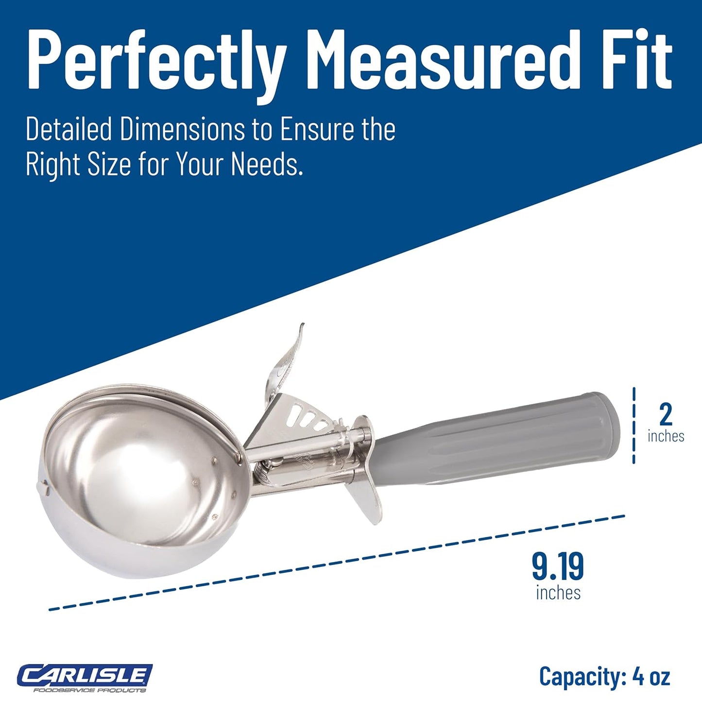 Carlisle FoodService Products 60300-30 Stainless Steel Portion Control Disher Scoop, 1.3 oz, Black, 1 Count