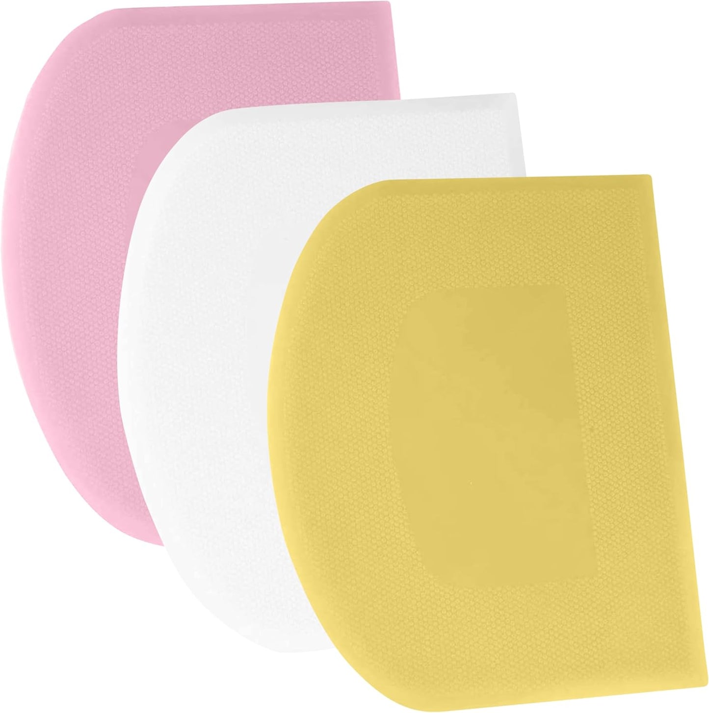 SURDOCA Dough Scraper Bench Scraper - 3P 4.7x3.7" Plastic Flexible Bowl Scraper, Sharp Edge & Angles Cake Scraper. Non-Slip Bakeware Decorating Tools Sculpting & Modeling Tools - Pure White - Colors A