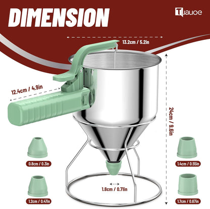 Stainless Steel Pancake Batter Dispenser, 40oz Batter Dispenser with Squeeze Handle, Great for Pancakes, Cupcake, Waffle or Any Baked Goods, Durable, Leak-Free, Space Gray