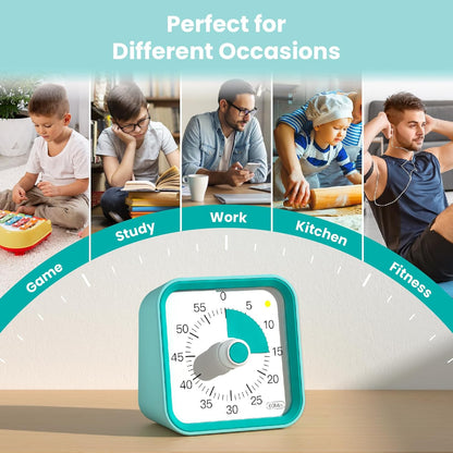 Visual Timer for Kids with Pause Function, 60 Minute Countdown Timer for Kids Desk Study, Teaching, Kitchen Cooking, Office Meetings, Time Management for ADHD (White)