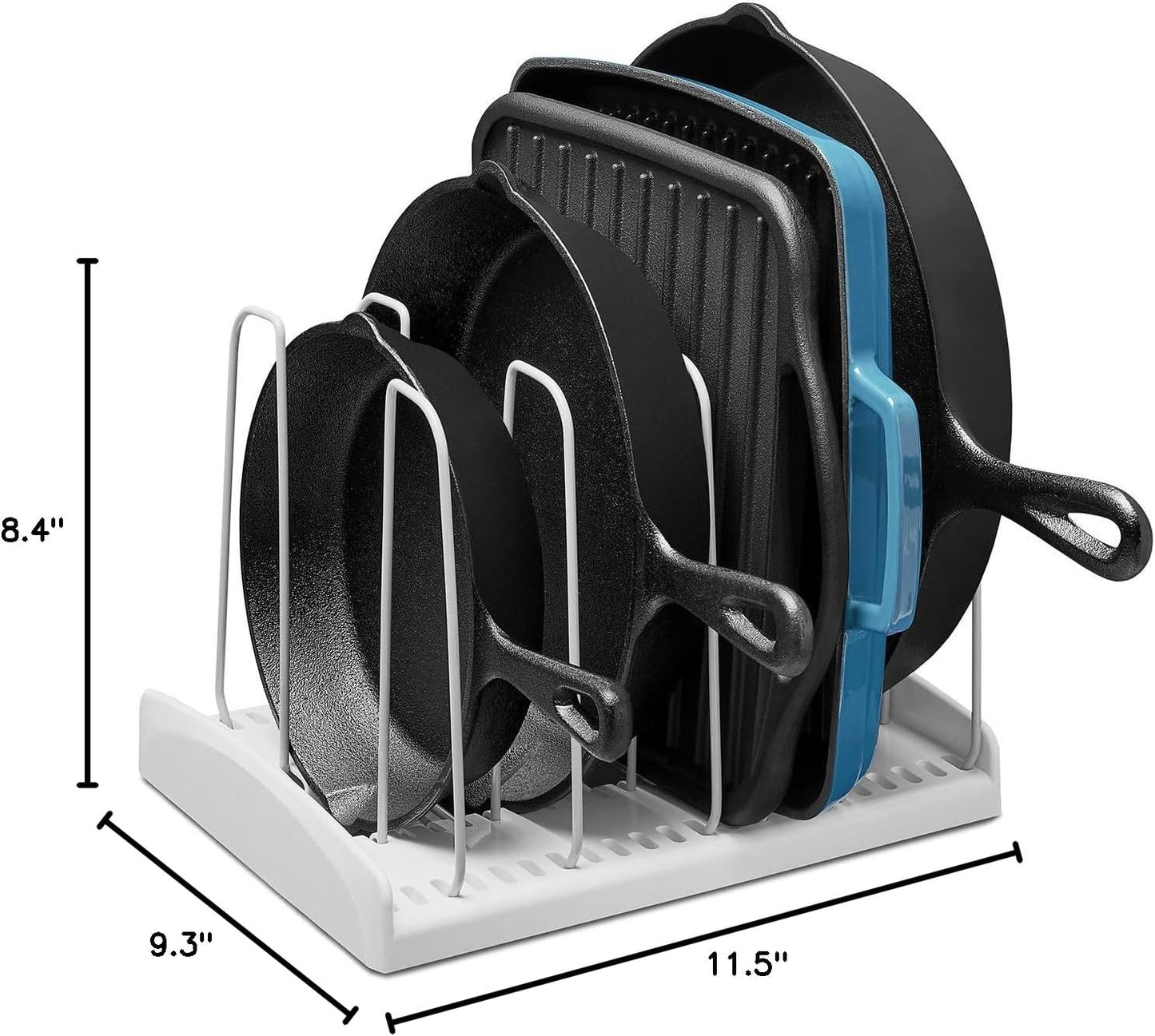 YouCopia StoreMore Expandable Cookware Rack with Tall Steel Wires, 12.5"-22" Wide Adjustable Pan Organizer for Kitchen Cabinet Storage, Premium Edition