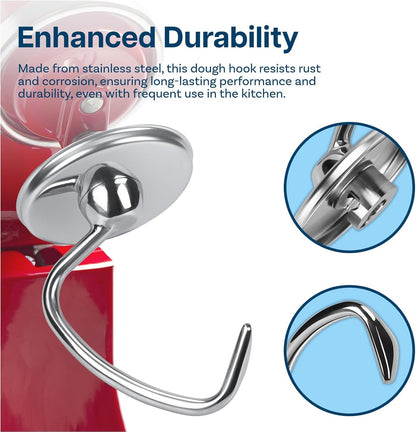 Mixer Attachments for KitchenAid 4.5–5 Quart Tilt-Head Stand Mixers – Compatible with Artisan & Classic – Beaters, Whisks, Dough Hooks & Attachment Sets by MMOBIEL (6-wire Whip, Stainless Steel)