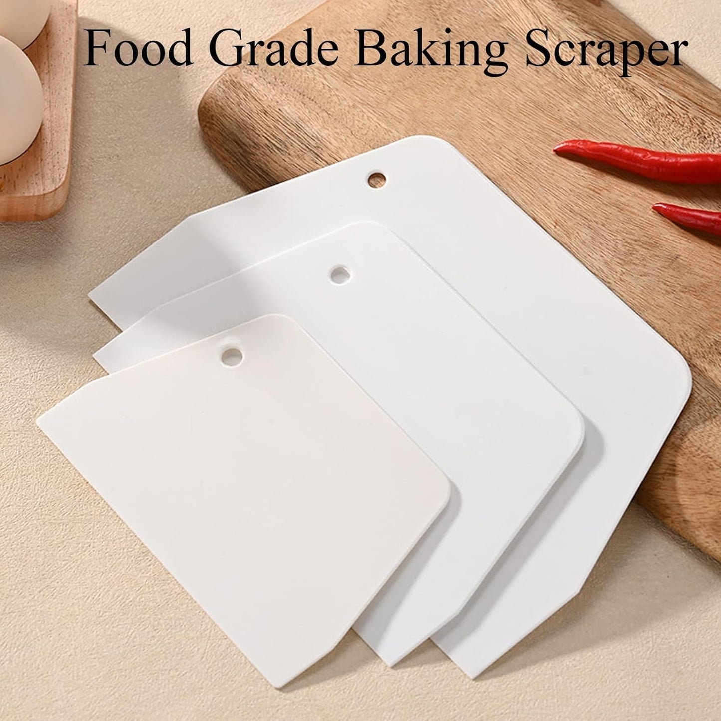 3 Piece Plastic Dough Scraper, Food Grade Trapezoidal Bread Scraper Bowl Scraper Set Multipurpose Kitchen Food Scraper for Bread Cake Fondant Icing Cream Pizza Making Size L M S