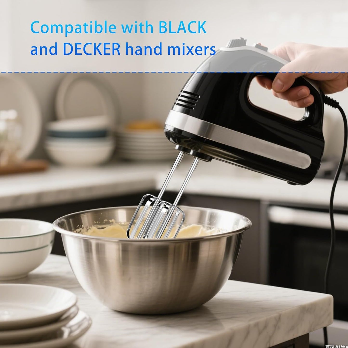2pcs Hand Mixer Beaters Attachments Compatible with BLACK & DECKER, Universal Stainless Steel Electric Hand Mixer Whisk Replacement for Cooking and Baking