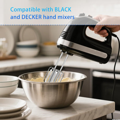 2pcs Hand Mixer Beaters Attachments Compatible with BLACK & DECKER, Universal Stainless Steel Electric Hand Mixer Whisk Replacement for Cooking and Baking