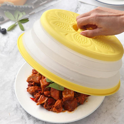 Microwave Splatter Cover, Collapsible Microwave Plate Cover Vented for Food Splatter Guard Fruit Drainer Basket Colander Kitchen Gadget (Yellow)