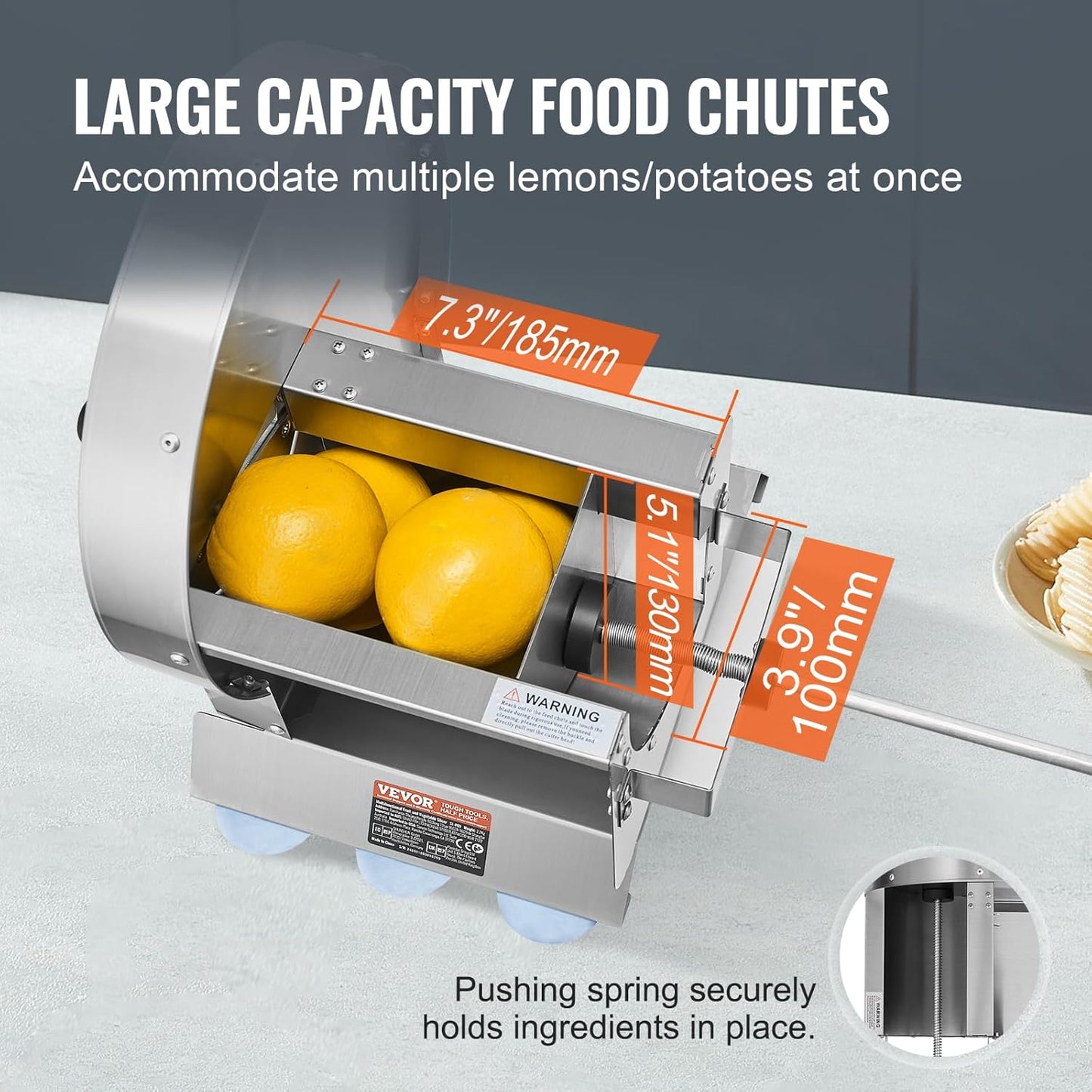 VEVOR Electric Vegetable Slicer, 0-0.5"/0-12mm Thickness Adjustable Commercial Slicer Machine, Convertible to Manual, Stainless Steel Food Cutter Slicing Machine, for Potato, Lemon, Tomato, Apple
