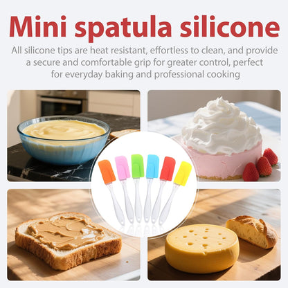 Mini Silicone Spatula Set 6 Pack – Heat-Resistant,Reusable & Non-Stick Spatulas for Baking,Cooking & Mixing – Dishwasher Safe,Multi-Color,Child-Safe Design Tnkcter