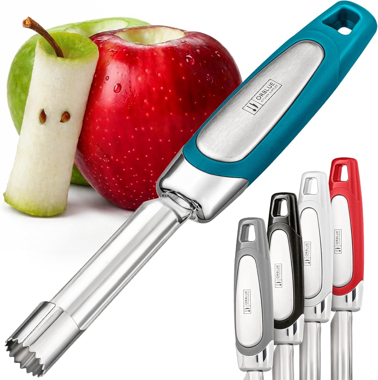 Orblue Premium Apple Corer Tool - Durable Stainless Steel Fruit Core Extractor Tool - Apple Corer Remover, Red